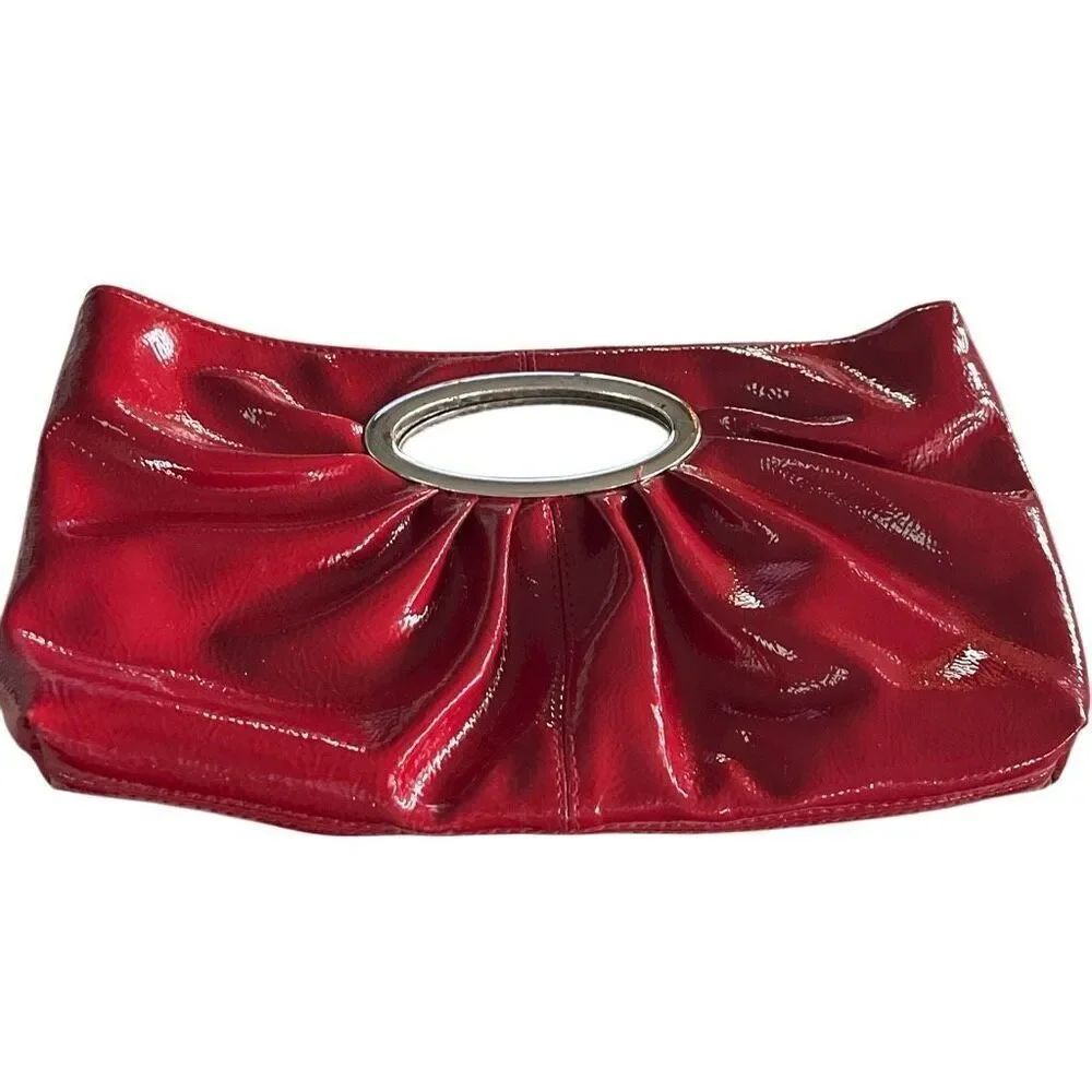 Vintage Bongo, red pattern leather clutch.